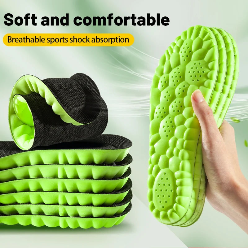 Sports Insole 4D Cloud Style Sweat Absorbing Breathable Thickened Shock Absorption Super Soft and Comfortable Elastic Insole