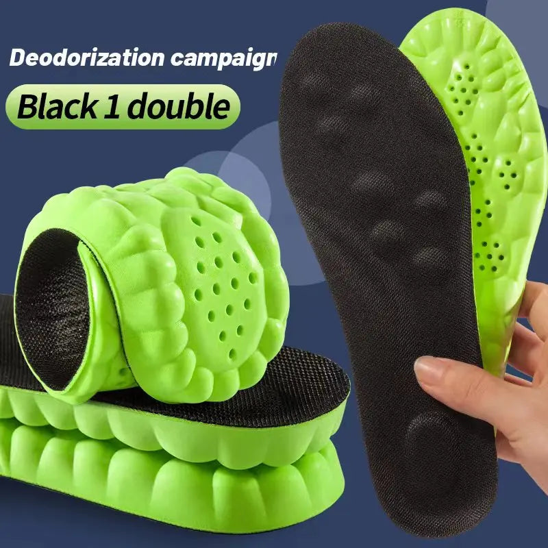 Sports Insole 4D Cloud Style Sweat Absorbing Breathable Thickened Shock Absorption Super Soft and Comfortable Elastic Insole