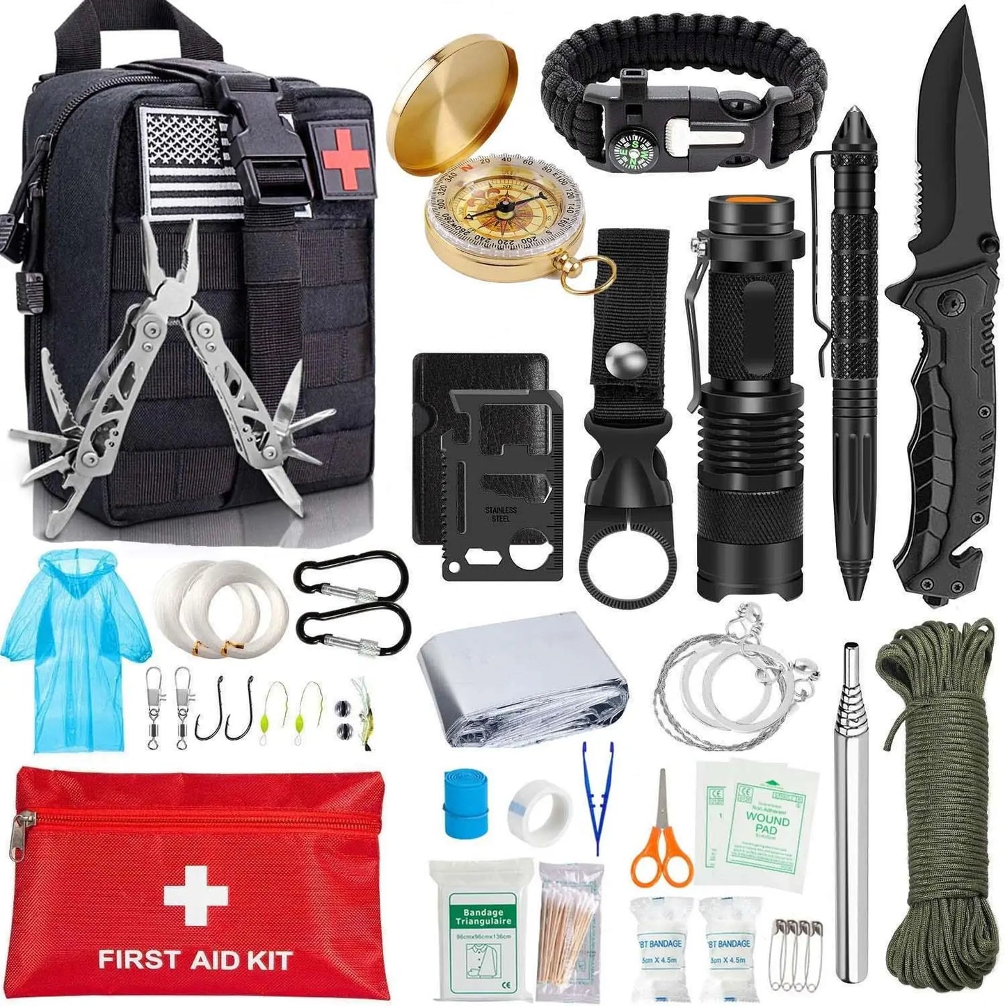 EDC Survival Gear Tool Kit 47 IN 1 Emergency SOS Survival Tools