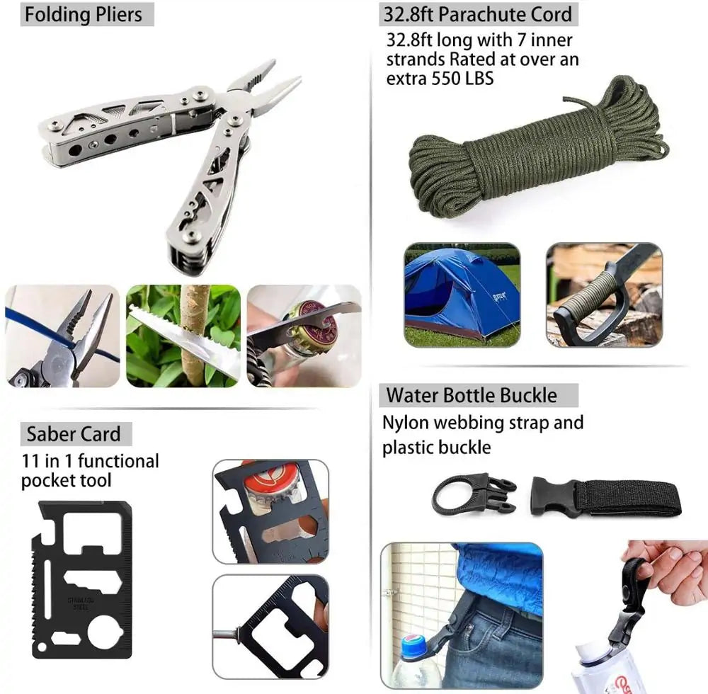 EDC Survival Gear Tool Kit 47 IN 1 Emergency SOS Survival Tools